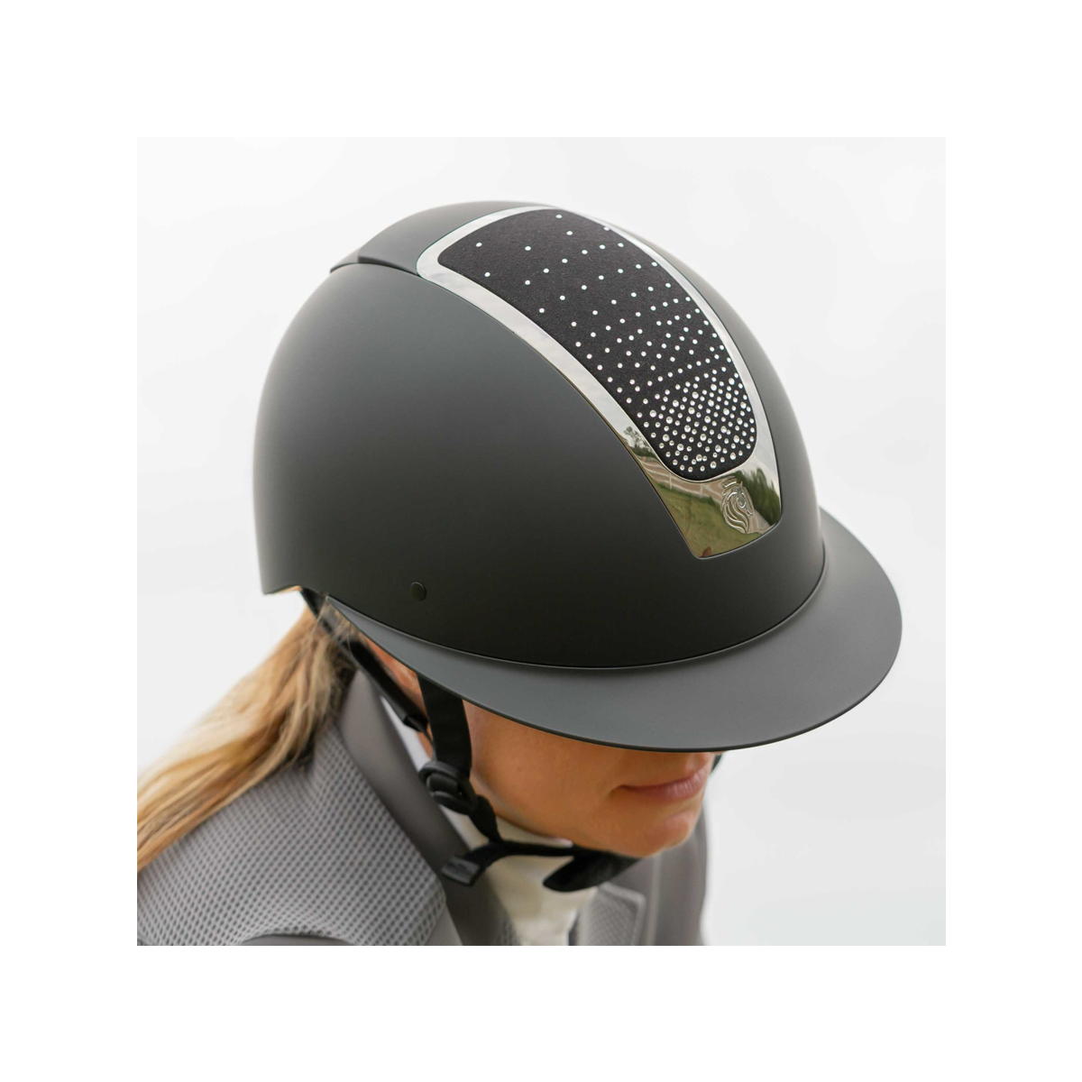 crown motorcycle helmet Equinavia Crown MIPS Riding Helmet - Black/Silver Crystal